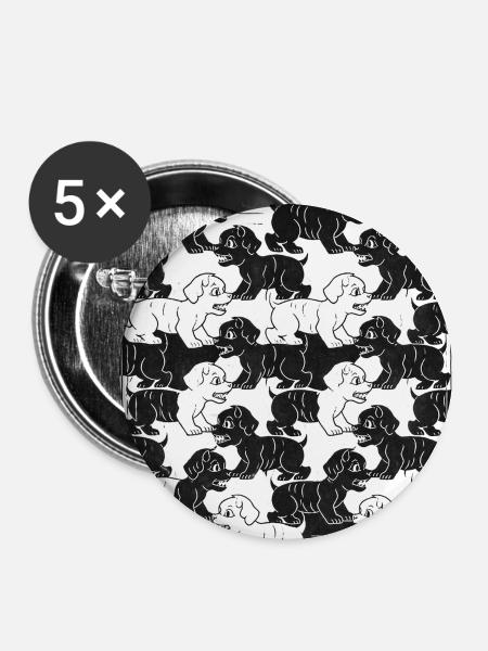 Dackelwelpen im monochromen Muster - Buttons groß 56 mm (5er Pack) - Weiß