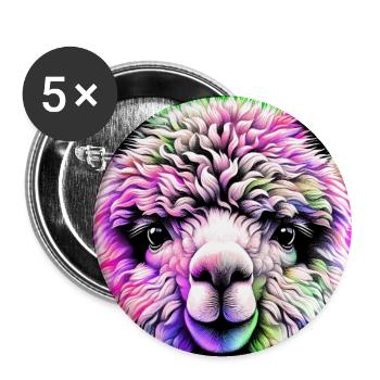 Alpaka - Buttons groß 56 mm (5er Pack) - Weiß - Vorne