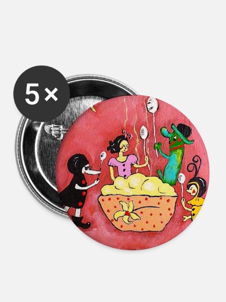 Vanille Pudding - Buttons groß 56 mm (5er Pack) - Weiß