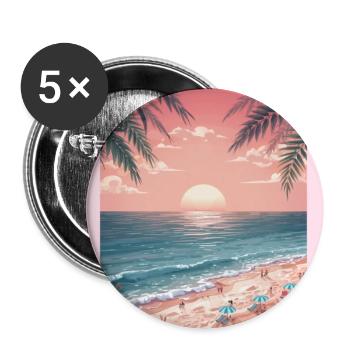 Sommerstrand Sonnenuntergang - Buttons groß 56 mm (5er Pack) - Weiß - Vorne