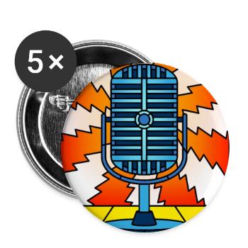Microphone vintage en vitrail - Lot de 5 grands badges (56 mm) - blanc - Devant