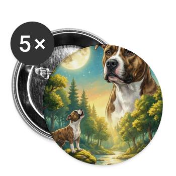 Hurlement au chien de la lune Staffordshire Terrier - Lot de 5 grands badges (56 mm) - blanc - Devant