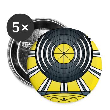 Buntglas-Vinylalbum und Plattenspieler - Buttons groß 56 mm (5er Pack) - Weiß - Vorne