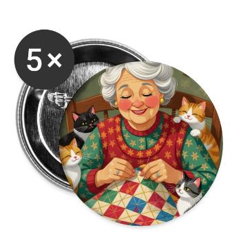 L’atelier de courtepointe pour chats de grand-mère - Lot de 5 grands badges (56 mm) - blanc - Devant