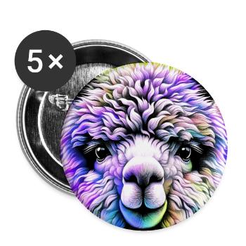 Alpaga - Lot de 5 grands badges (56 mm) - blanc - Devant