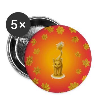 Katzen Sommerglanz - Buttons groß 56 mm (5er Pack) - Weiß - Vorne