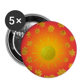 Sommer Sonne Glitzerblumen Muster - Buttons groß 56 mm (5er Pack) - Weiß - Vorne