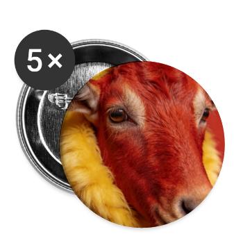 Red goat with yellow fur - Buttons large 2.2''/56 mm (5-pack) - white - Front