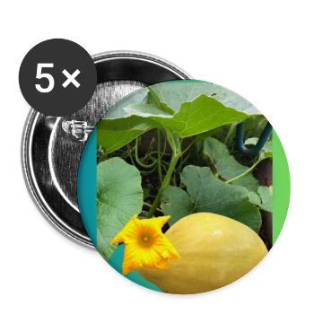 Yellow zucchini with blossom - Buttons large 2.2''/56 mm (5-pack) - white - Front