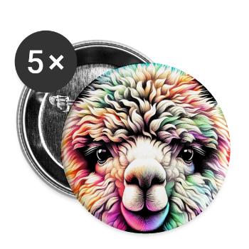 Alpaka - Buttons groß 56 mm (5er Pack) - Weiß - Vorne