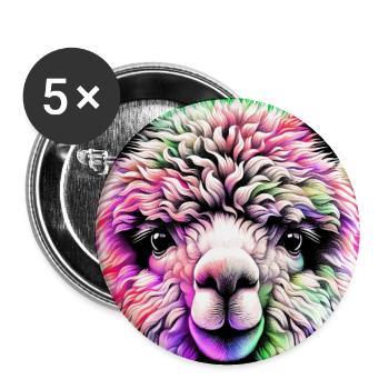 Alpaka - Buttons groß 56 mm (5er Pack) - Weiß - Vorne