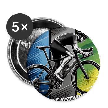 Drei-Panel-Radfahrer Just Nothing - Buttons groß 56 mm (5er Pack) - Weiß - Vorne