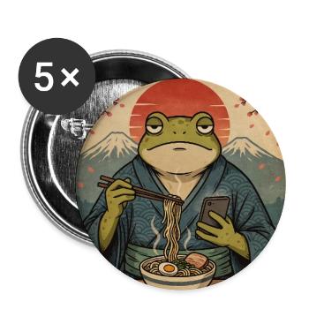 Frosch im Kimono-Nudel-Sonnenuntergang - Buttons groß 56 mm (5er Pack) - Weiß - Vorne