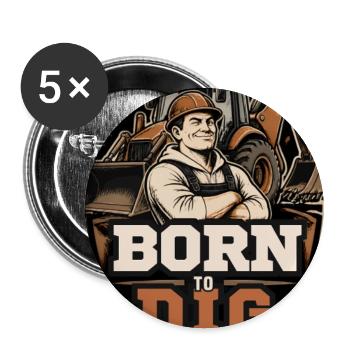 Born to Dig: Built Different - Buttons groß 56 mm (5er Pack) - Weiß - Vorne
