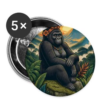 Beschütze, was du liebst – Gorilla Natur Design - Buttons groß 56 mm (5er Pack) - Weiß - Vorne