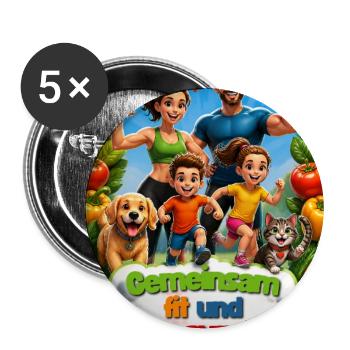 Kochen Küche Familie Essen Lebensmittel Gesund - Buttons groß 56 mm (5er Pack) - Weiß - Vorne