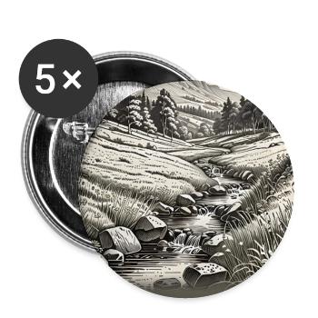 Morgentau im Waldtal - Buttons groß 56 mm (5er Pack) - Weiß - Vorne