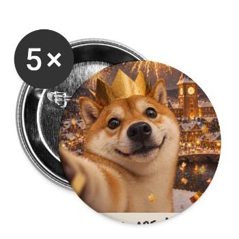 Fireworks Are Loud Shiba Inu Silvester - Buttons groß 56 mm (5er Pack) - Weiß - Vorne