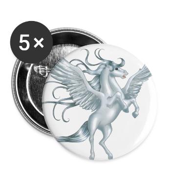 Pegasus mit ausgebreiteten Flügeln - Buttons groß 56 mm (5er Pack) - Weiß - Vorne