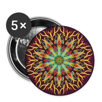 Flamme (Mandala) - Lot de 5 grands badges (56 mm) - blanc - Devant