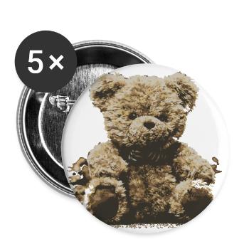 Creative drawing of cuddly bear - Buttons large 2.2''/56 mm (5-pack) - white - Front