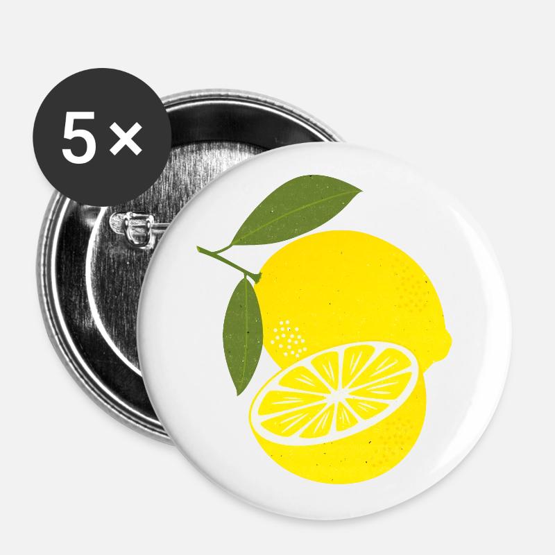 Lemon - Buttons large 2.2''/56 mm (5-pack) - white