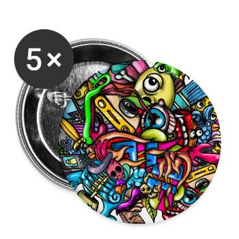 Griffonnage - Lot de 5 grands badges (56 mm) - blanc - Devant