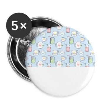 Fika Gear - Lot de 5 grands badges (56 mm) - blanc - Devant