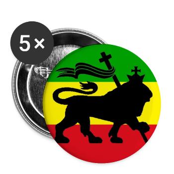 Reggae Rasta Lion of Zion grün gelb rot - Buttons groß 56 mm (5er Pack) - Weiß - Vorne