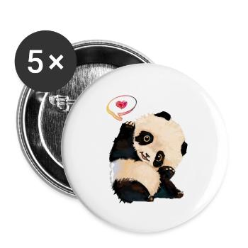 Netter Baby Panda - Buttons groß 56 mm (5er Pack) - Weiß - Vorne