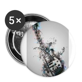 Guitare - Lot de 5 grands badges (56 mm) - blanc - Devant