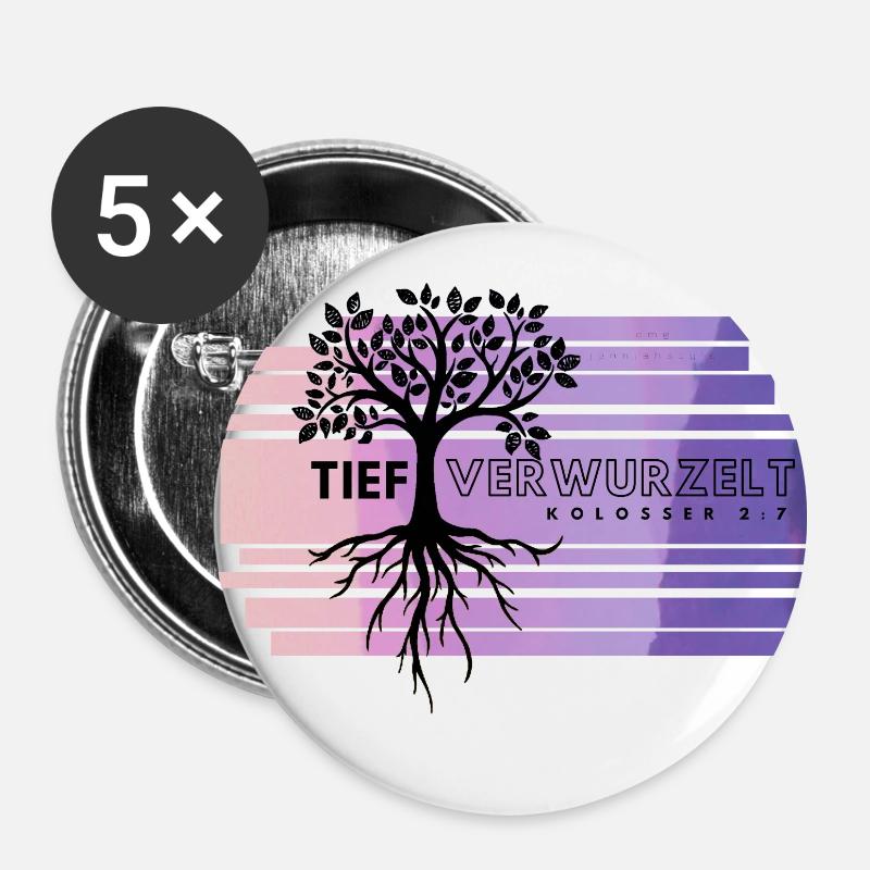 deeply rooted - Buttons large 2.2''/56 mm (5-pack) - white