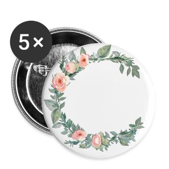 roses_wreath_33 - Buttons groß 56 mm (5er Pack) - Weiß - Vorne