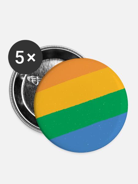 LGBT Regenbogenfahne - Buttons groß 56 mm (5er Pack) - Weiß