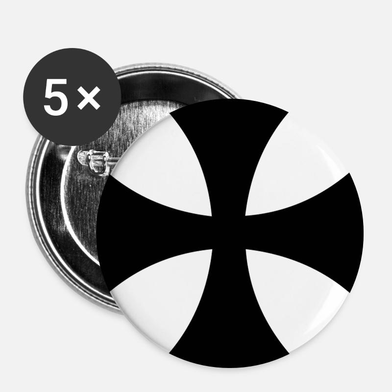 Black Templar Cross - Buttons large 2.2''/56 mm (5-pack) - white