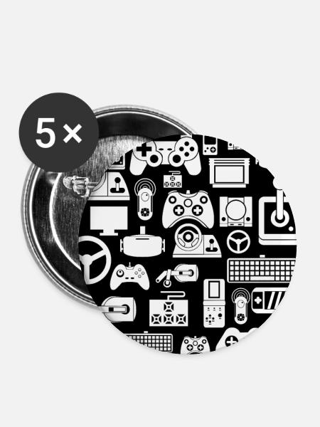 Gaming Muster - Buttons groß 56 mm (5er Pack) - Weiß