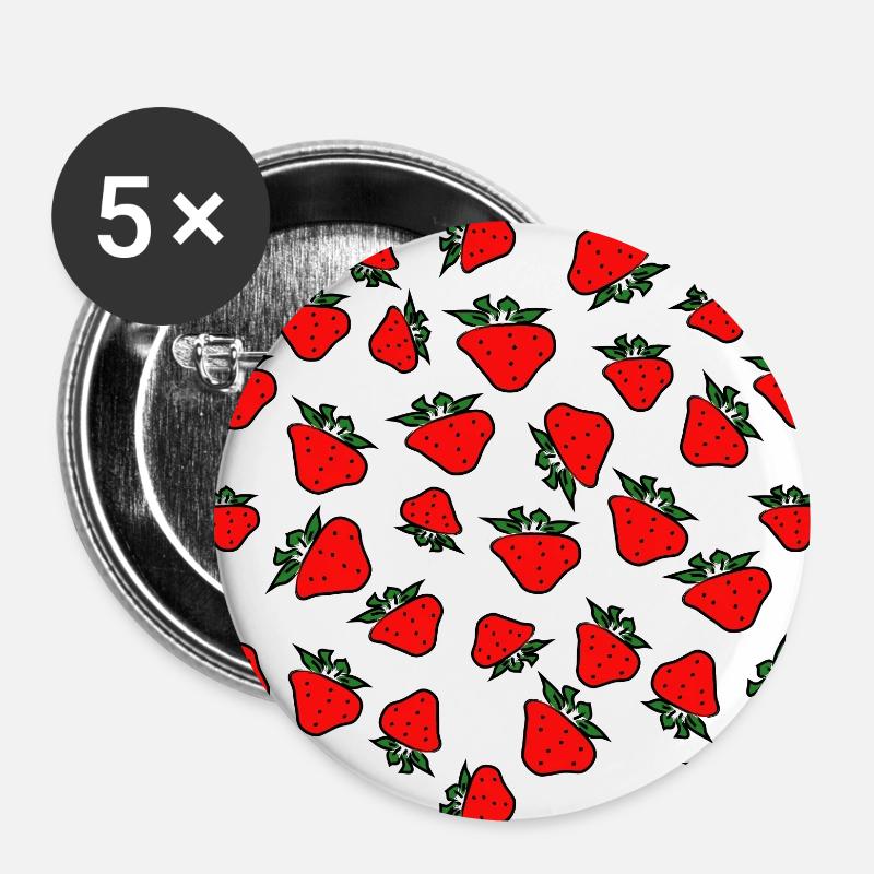 Strawberries, strawberries. - Buttons large 2.2''/56 mm (5-pack) - white