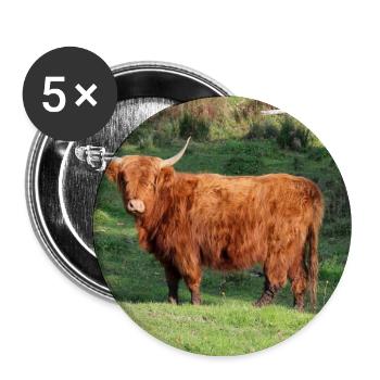 Highland cattle cow cows cattle agriculture poster - Buttons large 2.2''/56 mm (5-pack) - white - Front