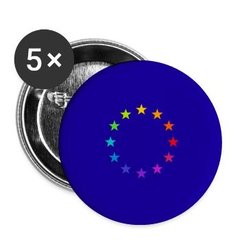 Europe, Colorful, EU Symbol, Flag, Rainbow - Buttons large 2.2''/56 mm (5-pack) - white - Front