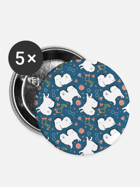 Funny Samoyed Dog - Buttons large 2.2''/56 mm (5-pack) - white