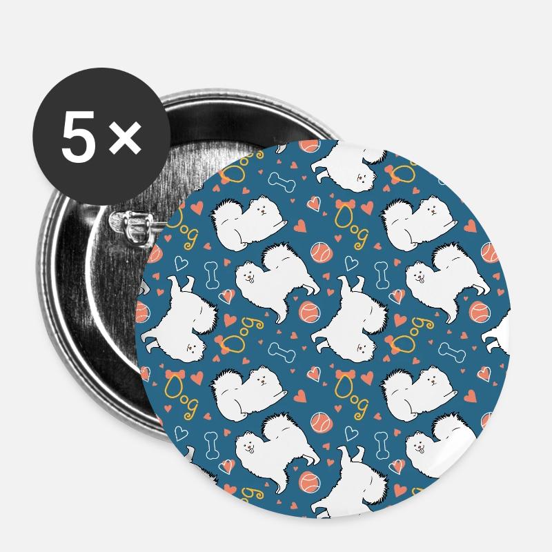 Funny Samoyed Dog - Buttons large 2.2''/56 mm (5-pack) - white
