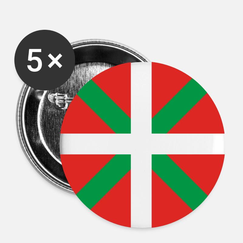 BASQUE FLAG - Buttons groß 56 mm (5er Pack) - Weiß