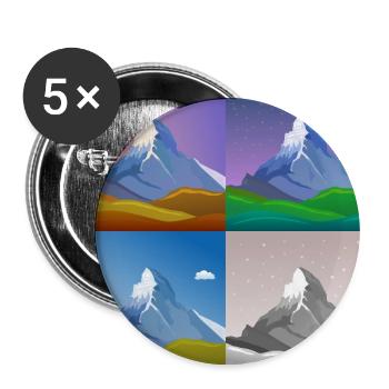 Montagnes colorées, Cervin, Suisse, Alpes, Alpes - Lot de 5 grands badges (56 mm) - blanc - Devant
