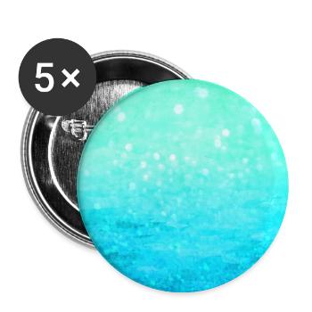 Ziemlich hellblau glitzernder Bokeh-Farbverlauf - Buttons groß 56 mm (5er Pack) - Weiß - Vorne