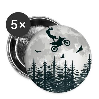 Motorcross Mond Silhouette Geschenk Motorcycle - Buttons groß 56 mm (5er Pack) - Weiß - Vorne
