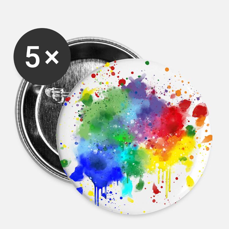 Colorful color smacks / color - Buttons large 2.2''/56 mm (5-pack) - white