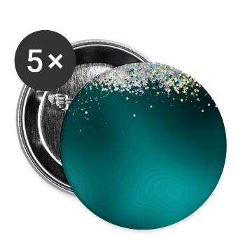 Teal Blue Holographic Glitter Gradient Pretty - Buttons large 2.2''/56 mm (5-pack) - white - Front