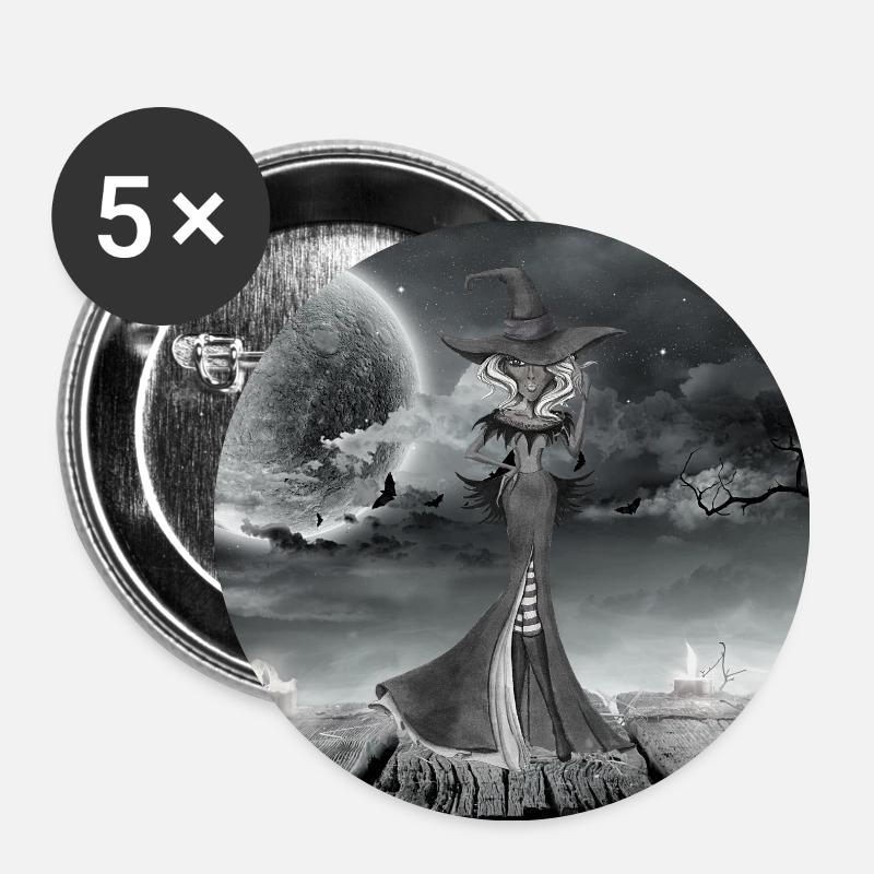 witch - Buttons large 2.2''/56 mm (5-pack) - white