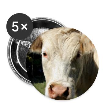 Kuh Poster - Buttons groß 56 mm (5er Pack) - Weiß - Vorne
