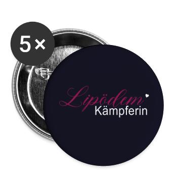 Lipödem Kämpferin Maske Mundschutz pink - Buttons groß 56 mm (5er Pack) - Weiß - Vorne